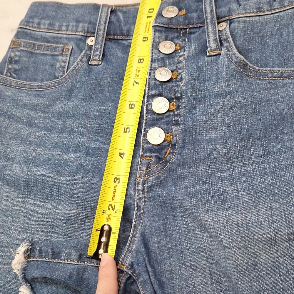 Madewell Denim Shorts Wom 25 Blue High Rise Button‎ Fly Raw Hem Jean Cut Offs